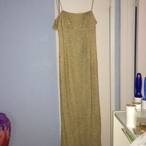 Gold Beaded Floor Length Dress